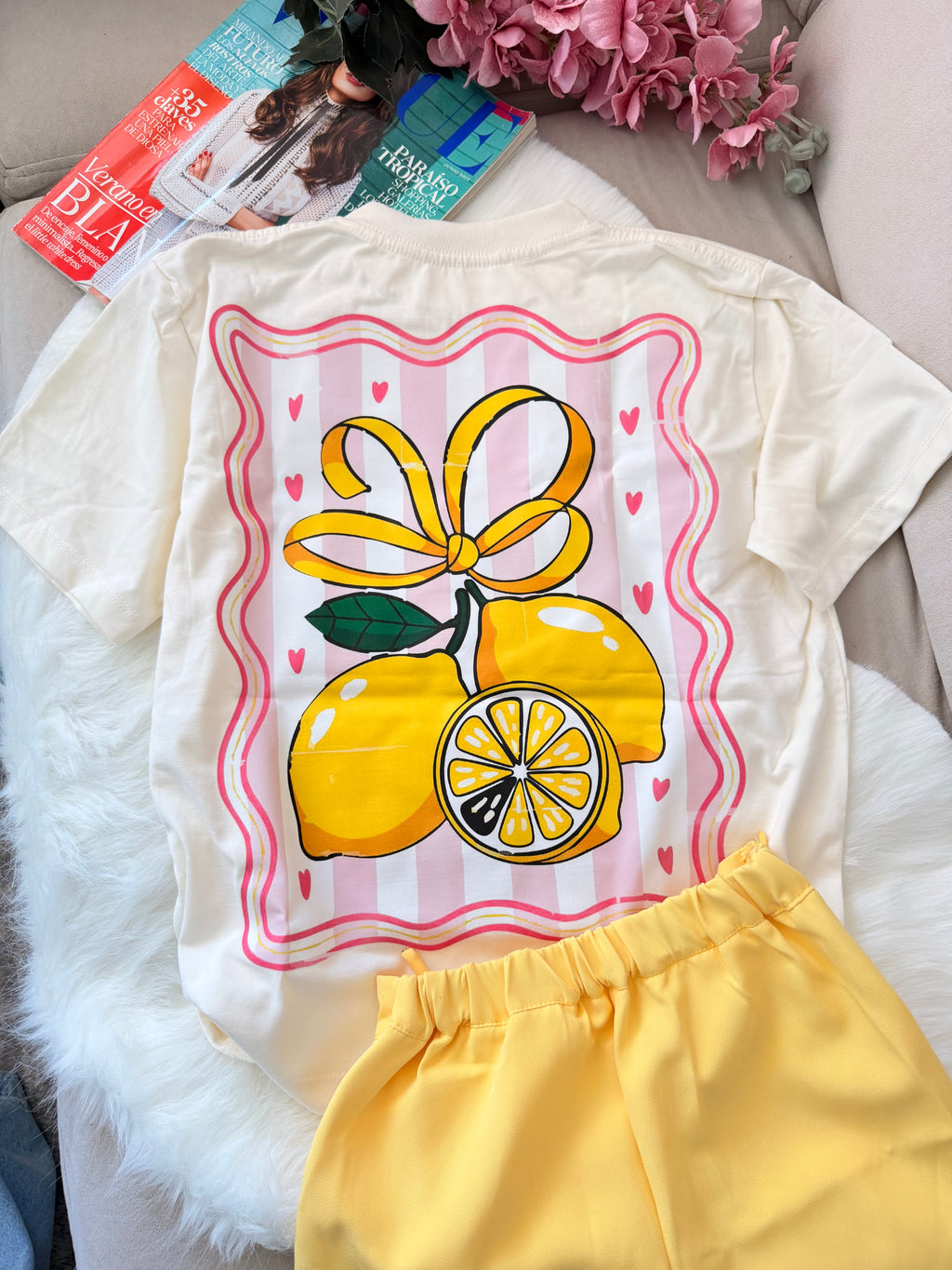 Camiseta yellow Lemon and hearts