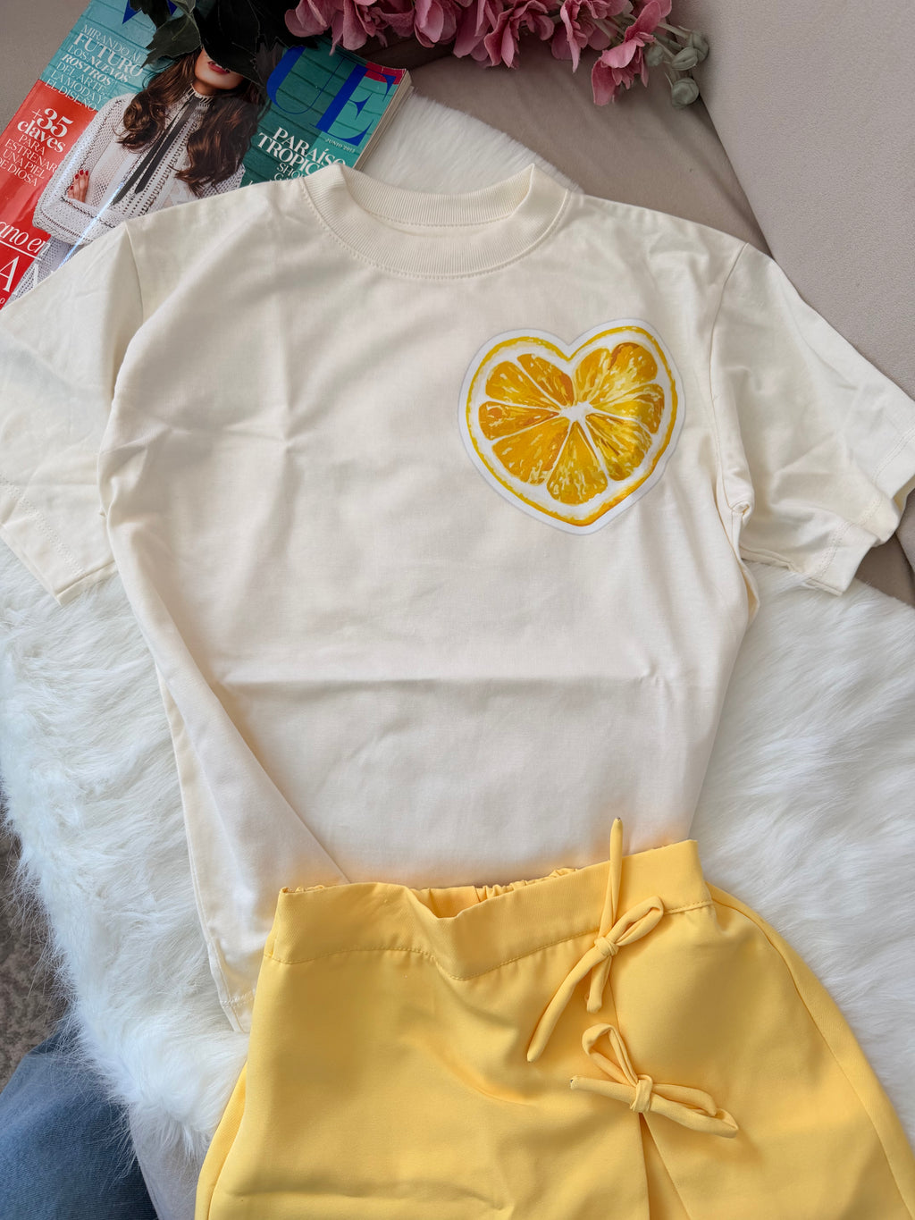 Camiseta yellow Lemon and hearts